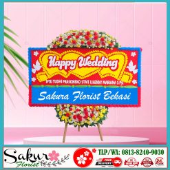 bunga papan happy wedding bekasi utara